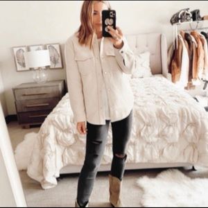 Abercrombie creamy white shirt jacket shacket